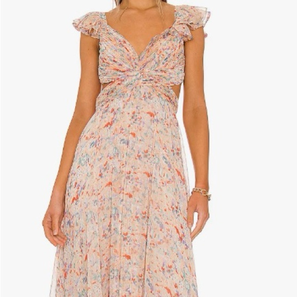 ASTR The Label Primrose Dress Peach Multi Floral size M